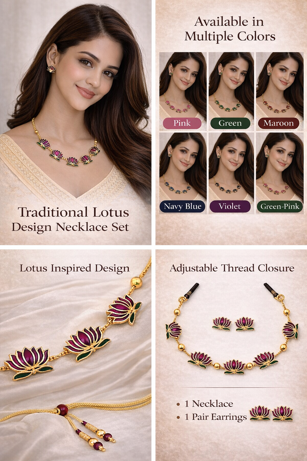 Lotus Necklace Set